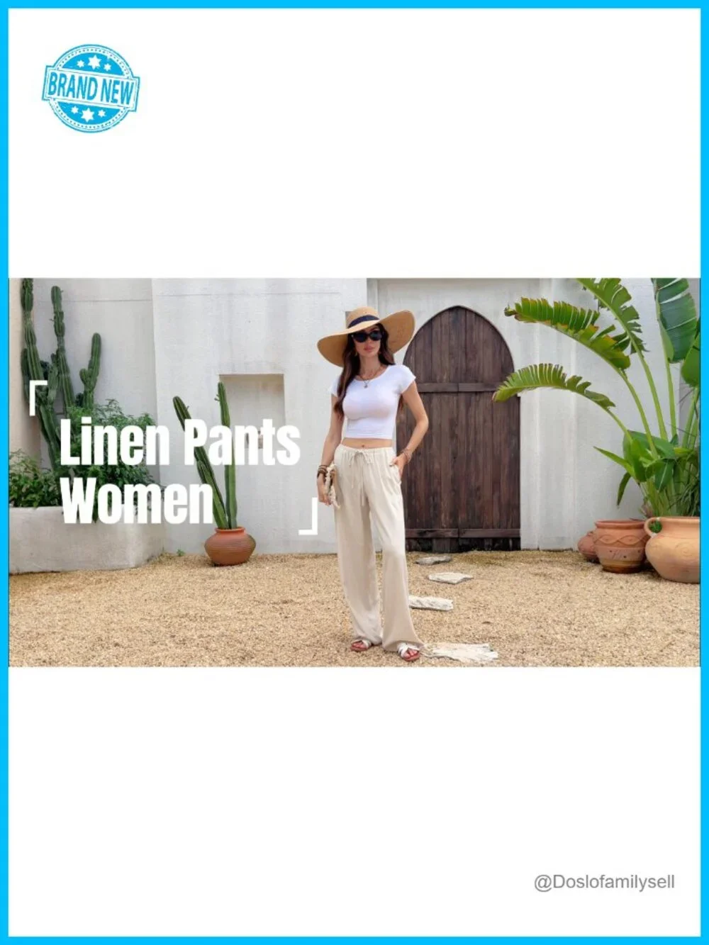 Low Rise Wide Leg Linen Blend Palazzo Pants with Pockets